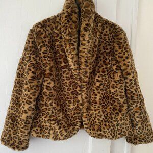 Lucky Brand Cropped Faux Fur Cheetah Jacket